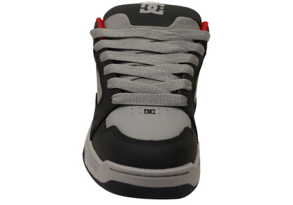 DC Shoes Mens DC Coiler Leather Lace Up Shoes Grey Black Red