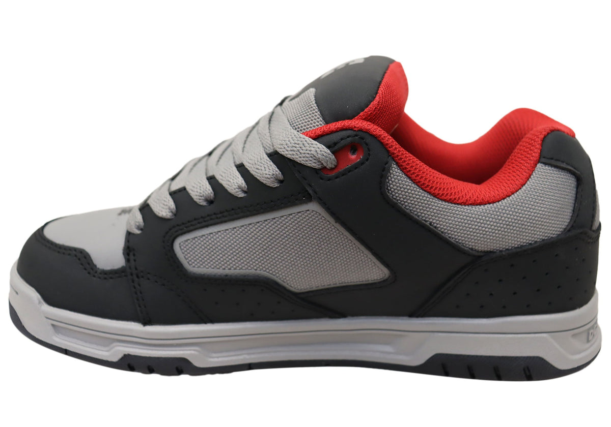 DC Shoes Mens DC Coiler Leather Lace Up Shoes Grey Black Red