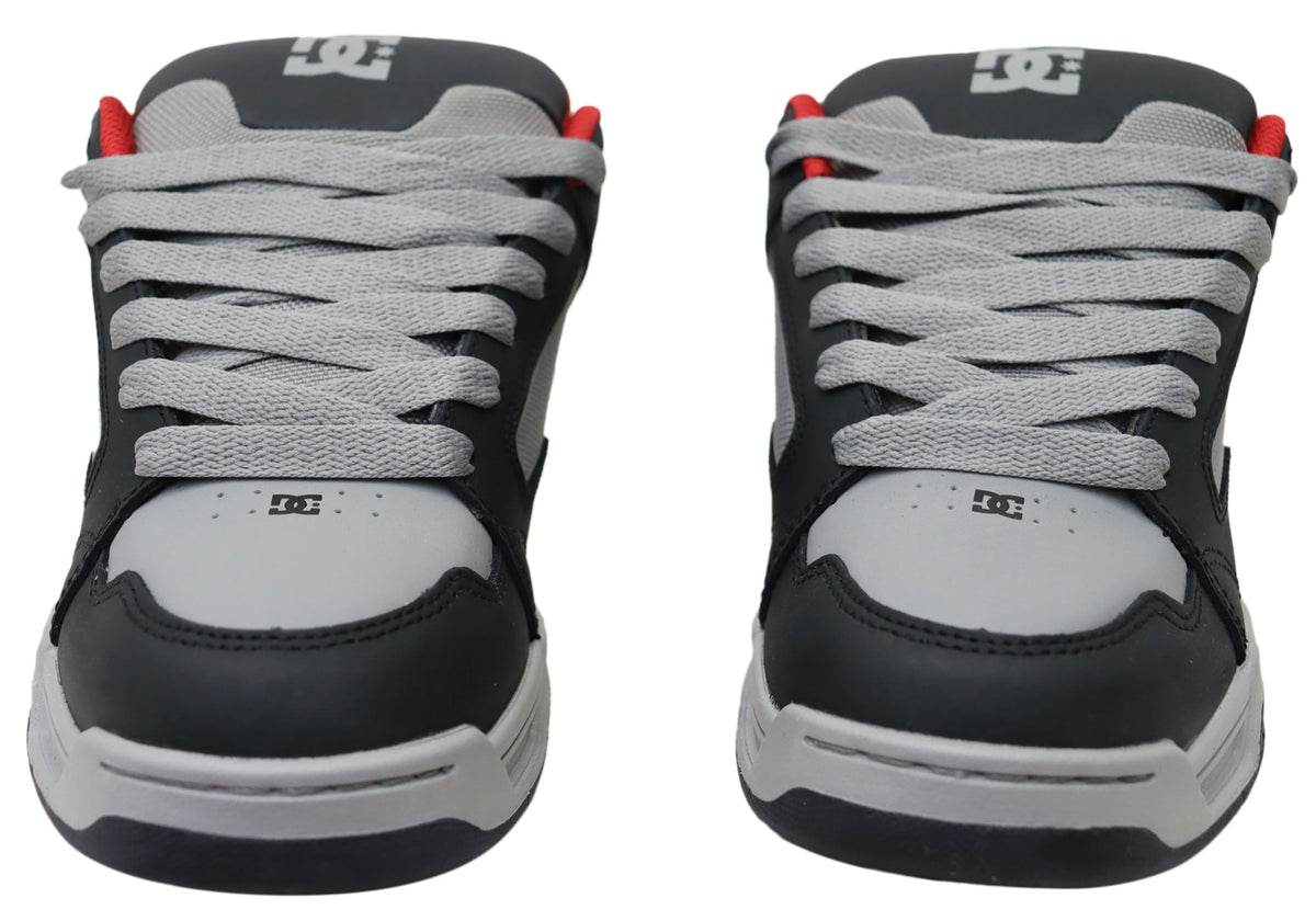 DC Shoes Mens DC Coiler Leather Lace Up Shoes Grey Black Red
