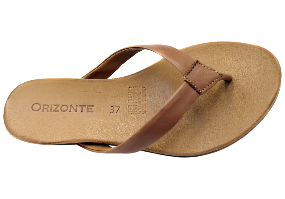 Orizonte Ellaease Womens Comfortable European Leather Thongs Sandals