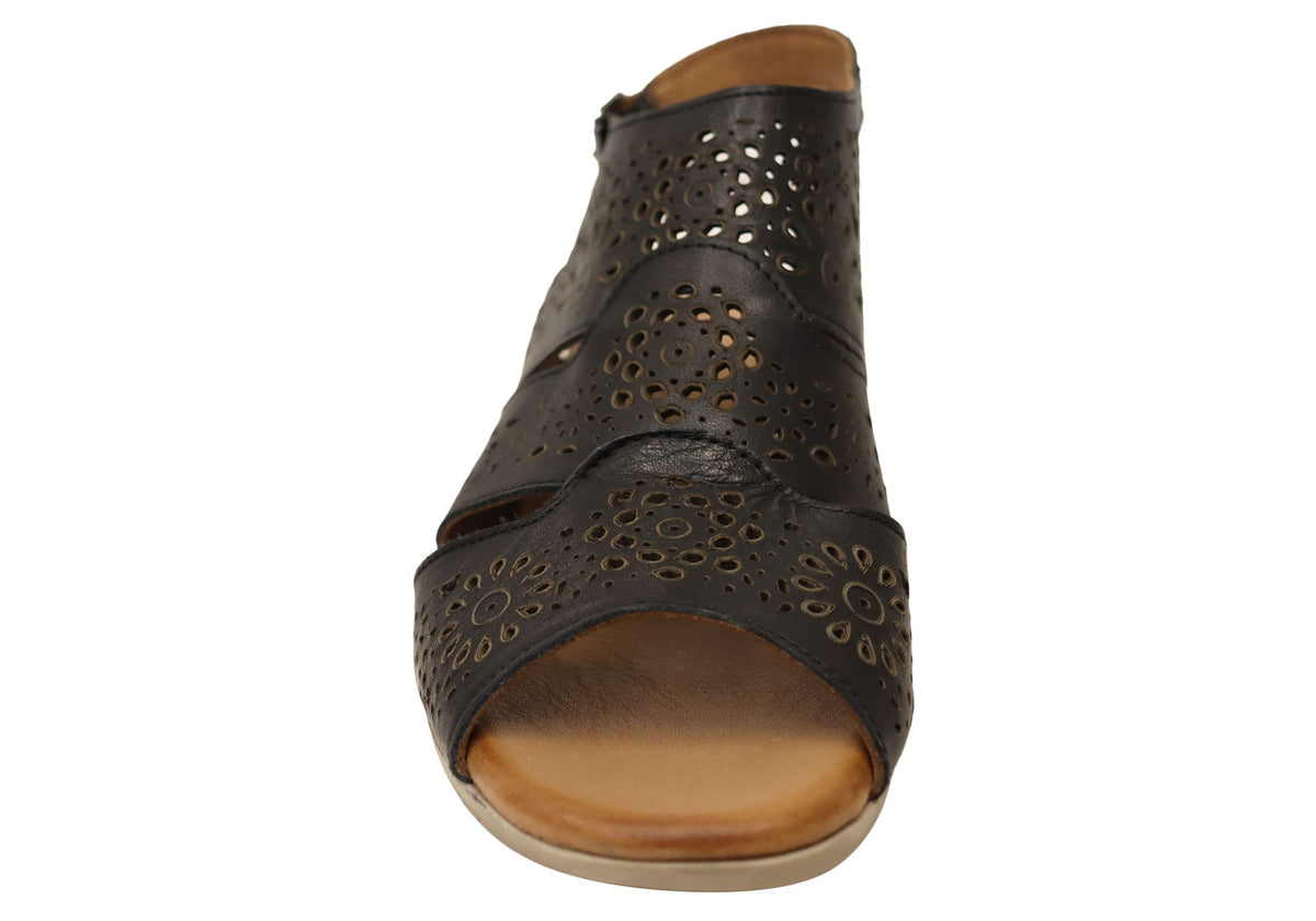 Orizonte Lotusloop Womens Comfort European Leather Low Heel Sandals
