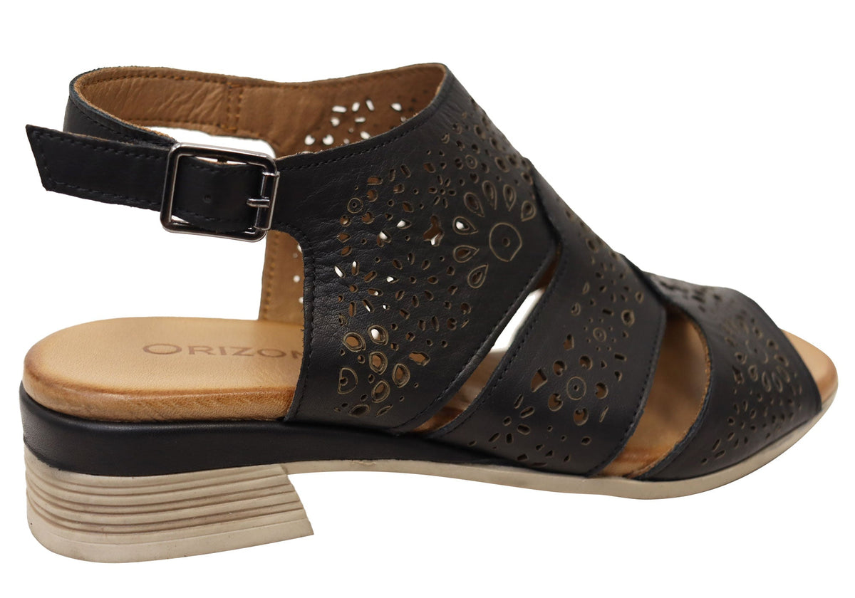 Orizonte Lotusloop Womens Comfort European Leather Low Heel Sandals