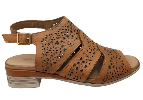 Orizonte Lotusloop Womens Comfort European Leather Low Heel Sandals