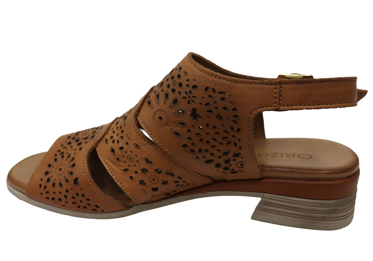 Orizonte Lotusloop Womens Comfort European Leather Low Heel Sandals