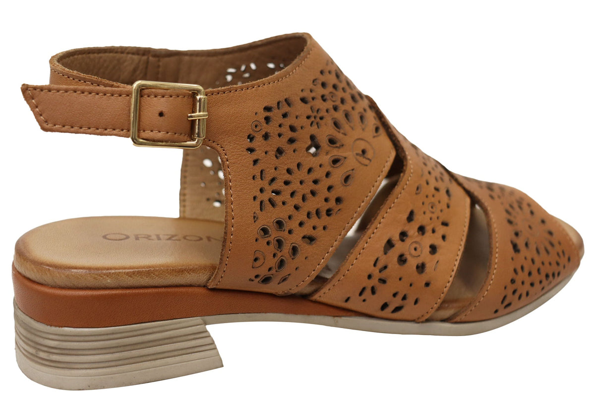 Orizonte Lotusloop Womens Comfort European Leather Low Heel Sandals
