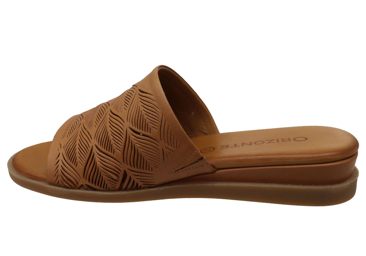Orizonte Softsky Womens Comfortable European Leather Slides Sandals