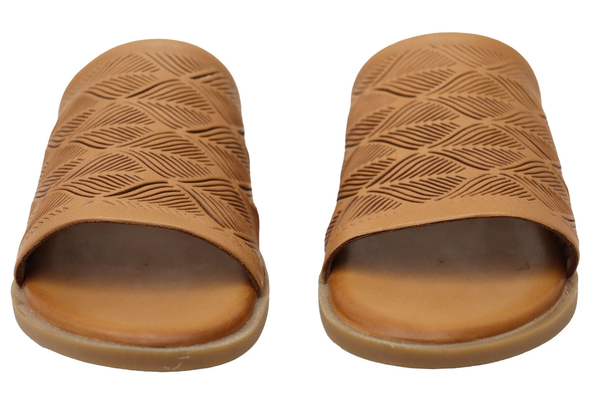 Orizonte Softsky Womens Comfortable European Leather Slides Sandals