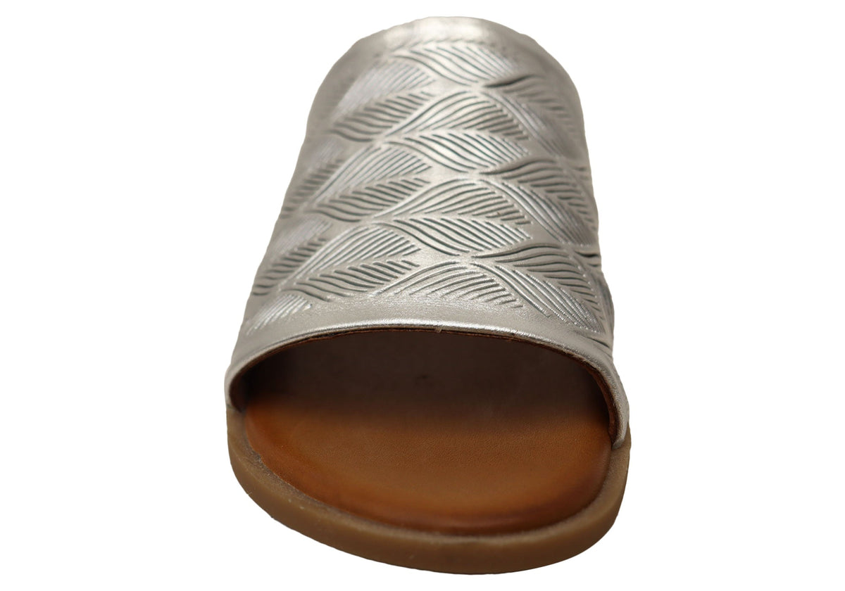 Orizonte Softsky Womens Comfortable European Leather Slides Sandals