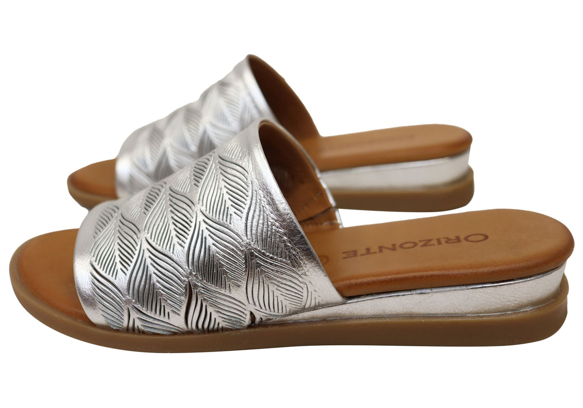 Orizonte Softsky Womens Comfortable European Leather Slides Sandals
