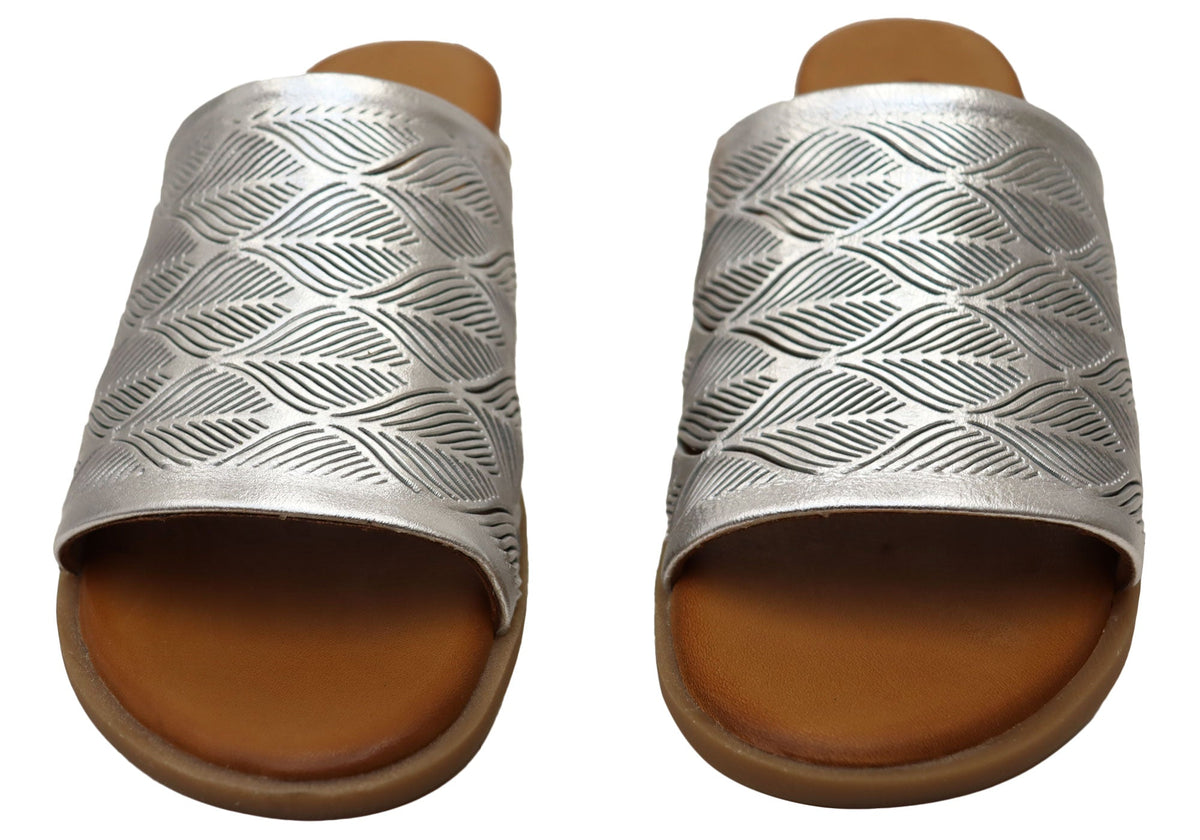 Orizonte Softsky Womens Comfortable European Leather Slides Sandals