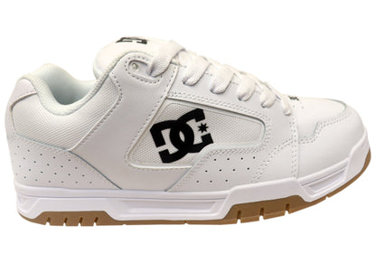 DC Shoes Mens DC Coiler Comfortable Leather Shoes White Black Gum