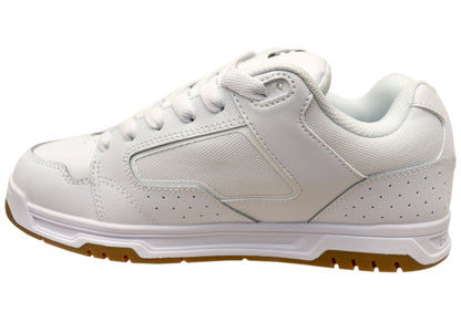 DC Shoes Mens DC Coiler Comfortable Leather Shoes White Black Gum
