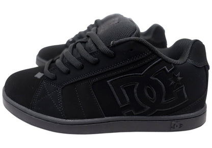 DC Shoes Mens Net Comfortable Leather Lace Up Shoes Black Black Black