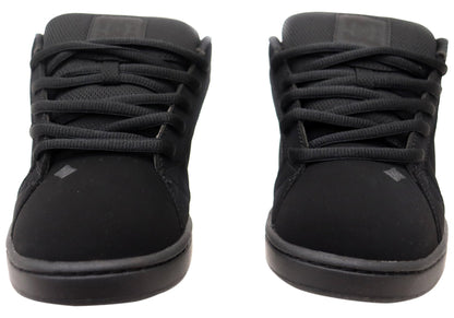 DC Shoes Mens Net Comfortable Leather Lace Up Shoes Black Black Black