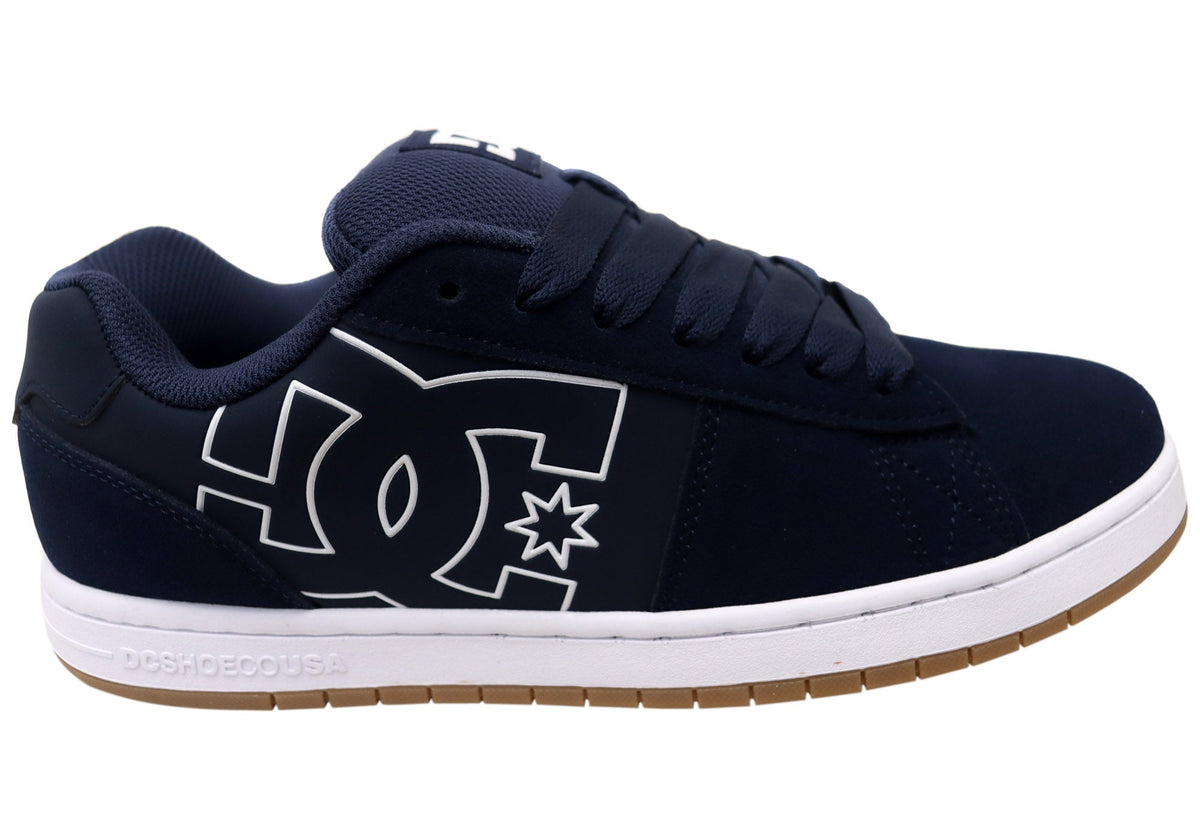 DC Shoes Mens Gaveler 2.0 Comfortable Leather Shoes Navy White Gum