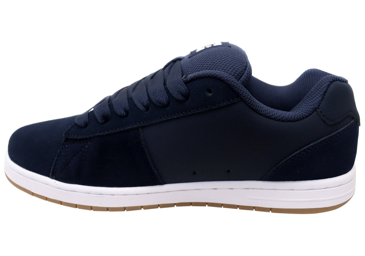 DC Shoes Mens Gaveler 2.0 Comfortable Leather Shoes Navy White Gum