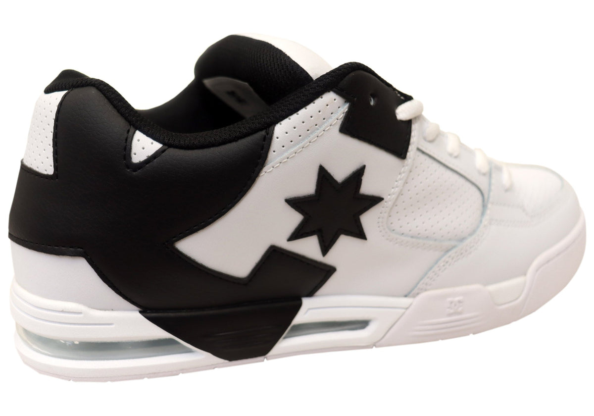 DC Shoes Mens DC Command Comfortable Leather Shoes White Black