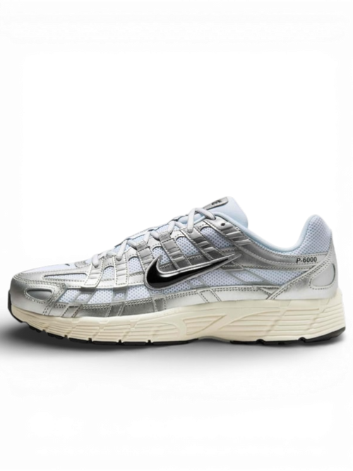 Nike P-6000 White Metallic Silver Flat Silver Black